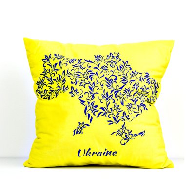 Подушка жовта Карта України 302253 фото